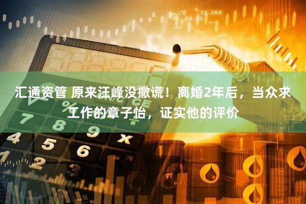 汇通资管 原来汪峰没撒谎！离婚2年后，当众求工作的章子怡，证实他的评价