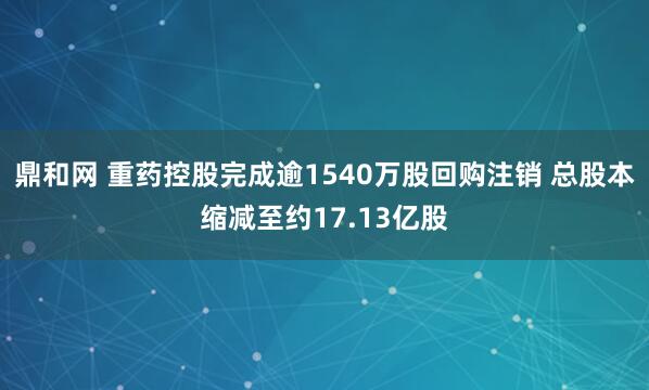 鼎和网 重药控股完成逾1540万股回购注销 总股本缩减至约17.13亿股