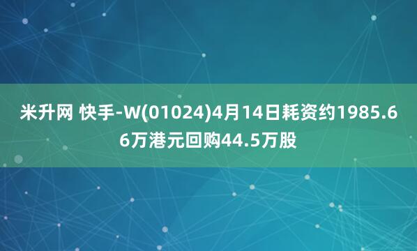 米升网 快手-W(01024)4月14日耗资约1985.66万港元回购44.5万股